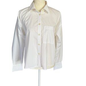 LOFT white collared long sleeve button down blouse women's size XS